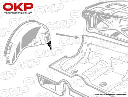 Teilersatz Radhaus innen rechts Kofferraum GT Bertone