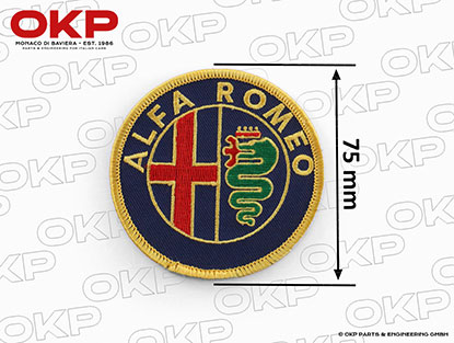 Embroidered iron-on patch Alfa Romeo (75mm)