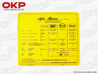 Sticker lubricant manual Montreal in engine hood