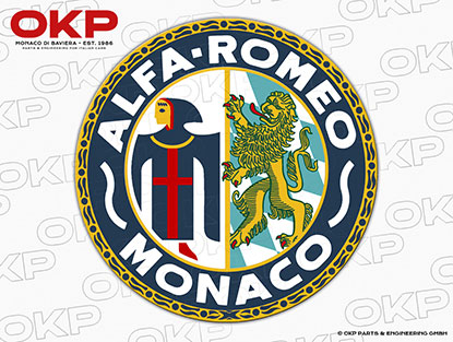 Aufkleber Alfa Romeo Monaco rund (5cm) weiss