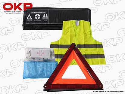 First aid kit incl. Euro warning triangle and safety vest