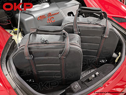 4C Vinyl custom fitted Luggage Set black w/ red stitching
