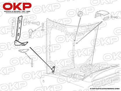 Bonnet hinge left side Alfetta GTV/6 NOS
