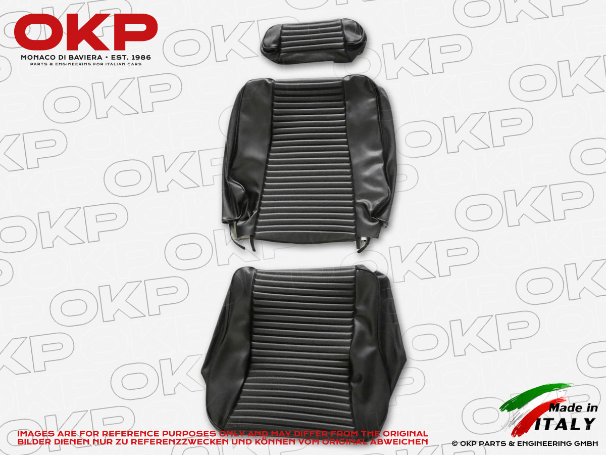 Schwarzer Sitzbezug mit Quadraten, komplett mit Griff für VESPA PX