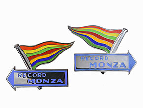 Enamel badges (2) Record Monza Fiat Abarth Monomille
