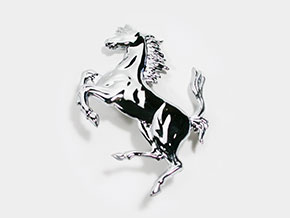 Ferrari horse badge chromed large 110mm