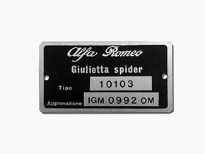 Targhetta Alfa Romeo 101.03 Giulietta Spider