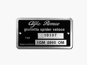 Targhetta Alfa Romeo 101.07 Giulietta Spider Veloce