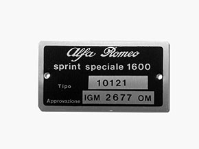 Targhetta Alfa Romeo 101.21 Giulia Sprint Speciale