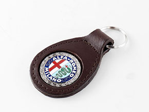 Schlüsselanhänger Leder m. Alfa Romeo Logo emaill.